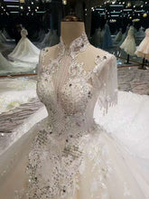 Load image into Gallery viewer, 2024 Luxurious High Neck Wedding Dresses Tulle With Sequins Beads Crystals