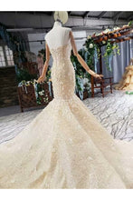 Load image into Gallery viewer, Ball Gown Wedding Dresses One Meter Train Sweetheart Top Quality Appliques Tulle Beading