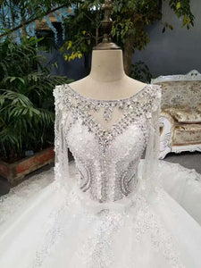 2024 New Arrival Cheap Price Tulle Wedding Dresses Lace Up With Appliques And Crystals 3/4 Sleeves