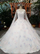Load image into Gallery viewer, 2024 Hot Selling Scoop Neck Wedding Dresses Lace Up With Appliques And Handmade Flowers