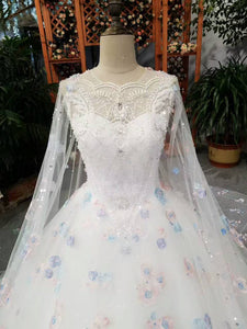 2024 Hot Selling Scoop Neck Wedding Dresses Lace Up With Appliques And Handmade Flowers