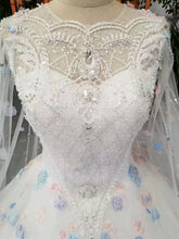 Load image into Gallery viewer, 2024 Hot Selling Scoop Neck Wedding Dresses Lace Up With Appliques And Handmade Flowers