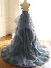 Load image into Gallery viewer, Deep V Neck Appliques Bridal Dresses Multi-Layered Organza Prom Dresses