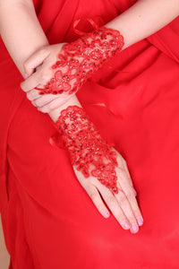 2024 Lace Wrist Length Bridal Gloves