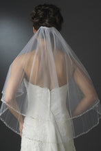 Load image into Gallery viewer, Two Layers Elbow Length Wedding Veil Beaded Edge