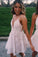 Mini Pink A Line Spaghetti Strap Short Prom Dresses Homecoming Party Dress RS753