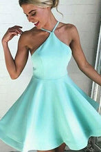 Load image into Gallery viewer, Mint satins backless A-line short dress mini party dresses RS396