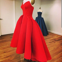 Load image into Gallery viewer, New Fashion High Low Red Vintage Strapless Sleeveless Formal Gowns online prom dresses RS138