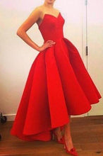 Load image into Gallery viewer, New Fashion High Low Red Vintage Strapless Sleeveless Formal Gowns online prom dresses RS138