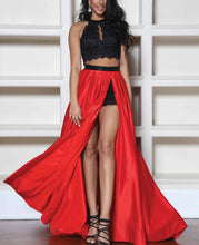 Load image into Gallery viewer, Black/Red Two Piece Shorts Prom Dresses RS193