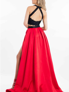 Black/Red Two Piece Shorts Prom Dresses RS193