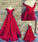 Simple Ball Gown Off The Shoulder Sweetheart Red Satin Fitted Corset Prom Dresses RS157