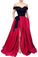 Red Off the Shoulder Satin Black Appliques V Neck Prom Dresses with Split Pockets RS646