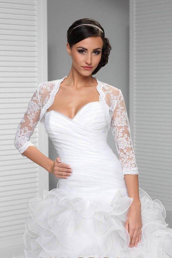 3/4 Sleeve Lace Wedding Cape White Lace Bridal Top White Lace Wedding Jacket WW02