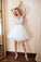 Scoop A Line White Homecoming Dresses Sequins Above Knee Tulle Short Prom Dresses H1100