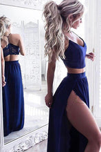 Load image into Gallery viewer, Sexy Two Piece Prom Dresses V Neck A-line Lace Long Slit Sexy Prom Dresses RS532