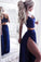 Sexy Two Piece Prom Dresses V Neck A-line Lace Long Slit Sexy Prom Dresses RS532