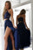 Sexy Two Piece Prom Dresses V Neck A-line Lace Long Slit Sexy Prom Dresses RS532
