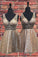 Sexy V Neck Sequins Straps Above Knee Homecoming Dresses Short Prom Dresses H1196
