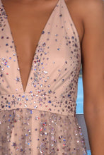 Load image into Gallery viewer, Sexy V Neck Sleeveless Sequins Criss Cross Crystals Beads Evening Gowns With Split RS977