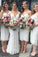 Short Sheath Sleeveless Spaghetti Straps Ivory Ankle Length Lace Bridesmaid Dresses RS965