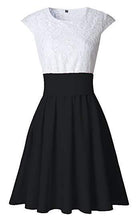 Load image into Gallery viewer, Simple A Line Lace White and Black Homecoming Dresses with Satin Above Knee Cocktail Dress H1078