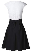 Load image into Gallery viewer, Simple A Line Lace White and Black Homecoming Dresses with Satin Above Knee Cocktail Dress H1078