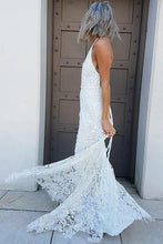 Load image into Gallery viewer, Simple Halter Mermaid Lace Appliques Wedding Dress Backless Beach Bridal Gowns JS937