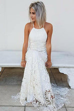 Load image into Gallery viewer, Simple Halter Mermaid Lace Appliques Wedding Dress Backless Beach Bridal Gowns RS937