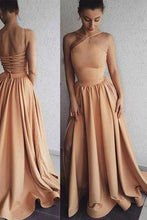 Load image into Gallery viewer, Simple Long Prom Dresses A-Line Tie Back Side Slit Sleeveless Formal Dresses P1055