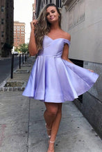 Load image into Gallery viewer, Simple Off the Shoulder Pink Homecoming Dresses Cheap Lace up Homecoming Dress H1030
