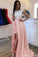 Simple Round Neck Cap Sleeves Lace top Long Prom Dresses