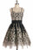 Simple Spaghetti Straps Black Tulle Vintage Homecoming Dress with Lace Appliques RS860