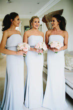 Load image into Gallery viewer, Simple Strapless Cheap Satin Bridesmaid Dress Backless Bowknot Bridesmaid Dress RS584