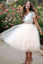 Load image into Gallery viewer, Simple Two Pieces Round Neck Ivory Short Prom Dress with Lace Homecoming Dresses H1155