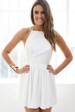 Load image into Gallery viewer, Simple White Spaghetti Straps Prom Dress Open Back Evening Dress Homecoming Dress H1081