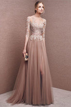 Load image into Gallery viewer, Elegant long lace long sleeve prom dress a line prom dress charming affordable prom dress RS123