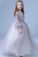 Cute V Neck Long Sleeves Tulle Floor Length A Line With Appliques Flower Girl Dresses