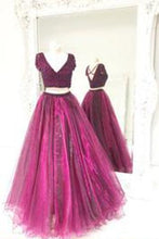 Load image into Gallery viewer, Two Piece Prom Dress Tulle Beaded Prom Dresses Long Prom Dress Evening Dress 176
