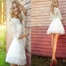 Load image into Gallery viewer, 2024 Popular Half Sleeve Lace See Through Cute Homecoming Short Prom Dress RS86