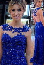 Load image into Gallery viewer, Royal Blue Sexy Prom Dresses Long Evening Dresses Backless Prom Dresses On Sale T97