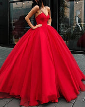 Load image into Gallery viewer, Unique Ball Gown Red Strapless Sweetheart Long Prom Dresses Quinceanera Dresses P1124