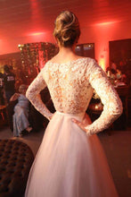 Load image into Gallery viewer, Unique Bateau Lace and Tulle Wedding Dresses Long Sleeves Bridal Dresses RS656