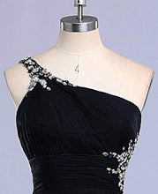 Load image into Gallery viewer, Unique One Shoulder Ombre Black and Red High Low Homecoming Dresses with Beads H1040