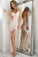 Mermaid Ankle Length Pearl Pink Spaghetti Straps V Neck Sequins Split Prom Dresses RS09