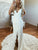 V Neck Spaghetti Straps Backless Lace Boho Wedding Dress With Split Mermaid Bridal Dress RS999