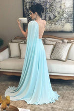 Load image into Gallery viewer, A Line Chiffon One Shoulder Ruffles Green Formal Dresses Long Prom Dresses RS295