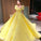 Ball Gown Sparkly Yellow Short Sleeves Prom Dresses Evening Dress