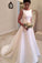 White satin round neck bowknot backless train wedding dress handmade dresses RS283