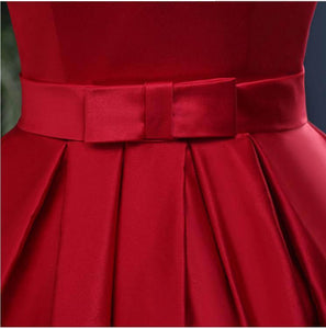 Chic A-Line Off-the-Shoulder Satin Simple Red Sleeveless Lace up Long Prom Dresses RS182